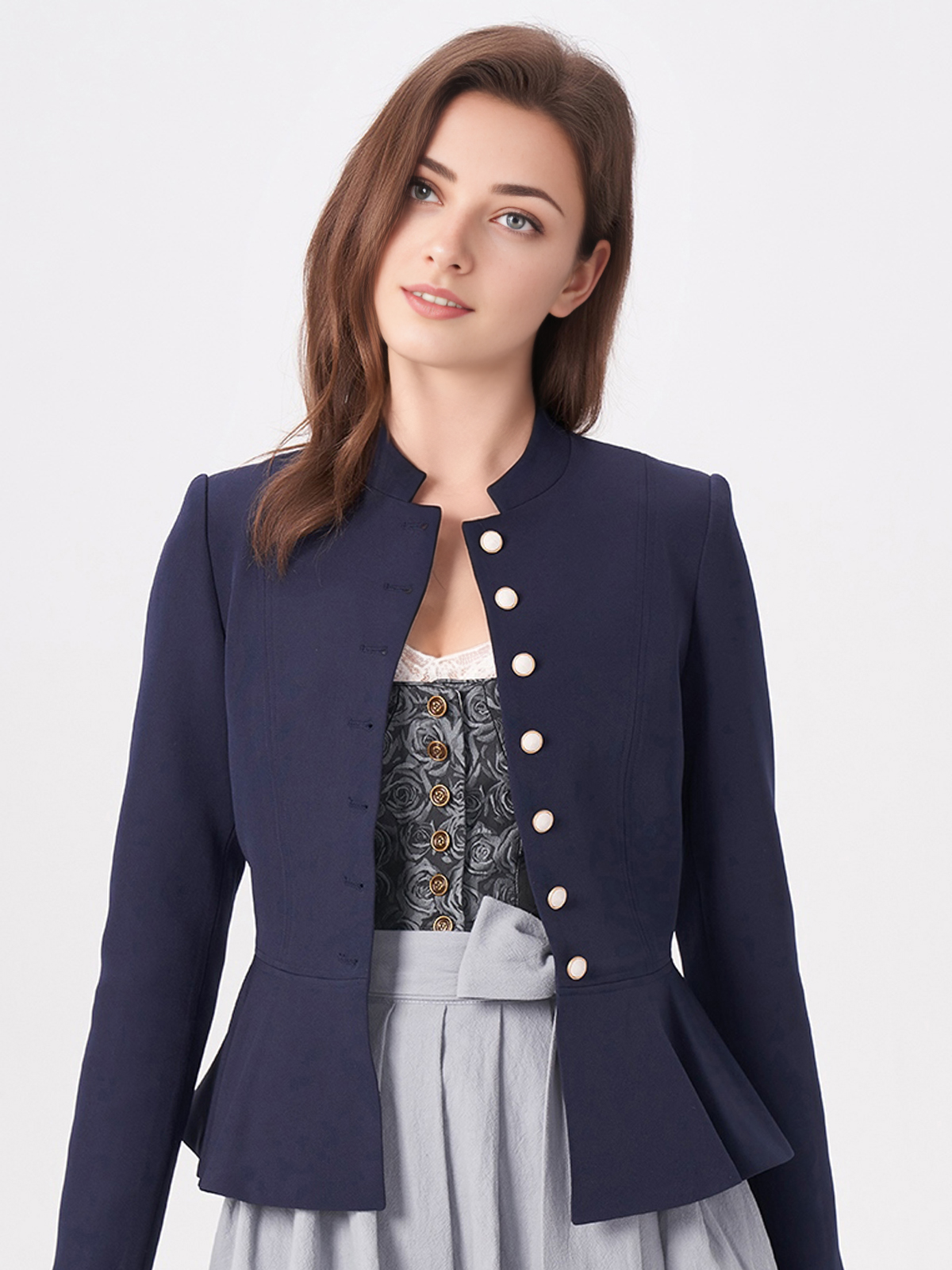 Dirndl aus Leder in Marineblau