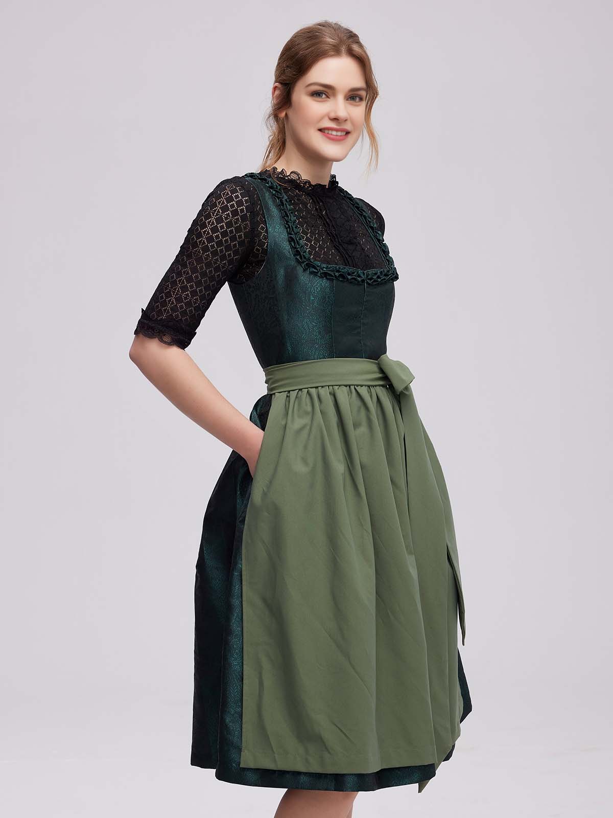 Dirndl in Grün mit rustikalen Akzenten