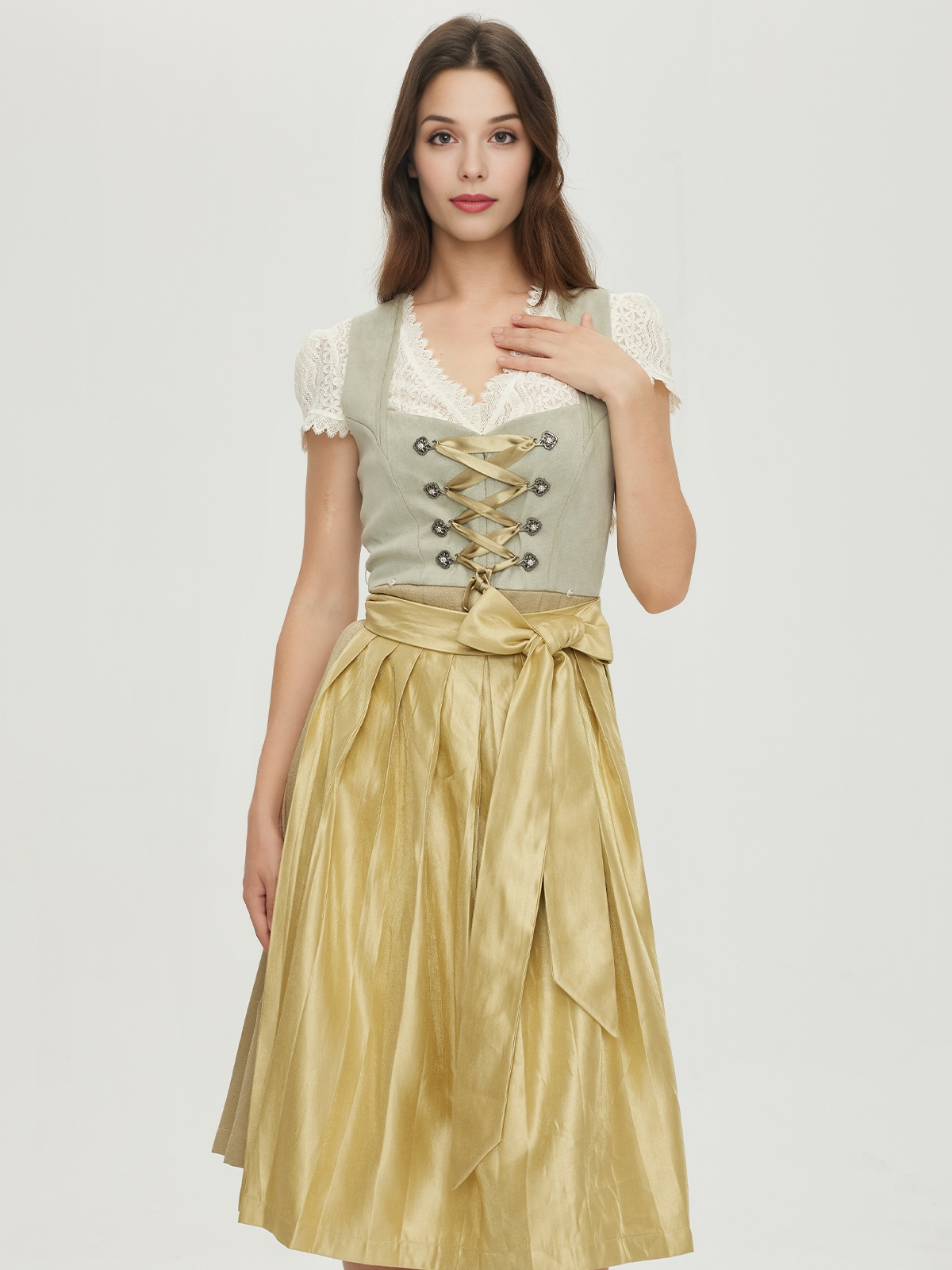 Rose Dirndl in Grün