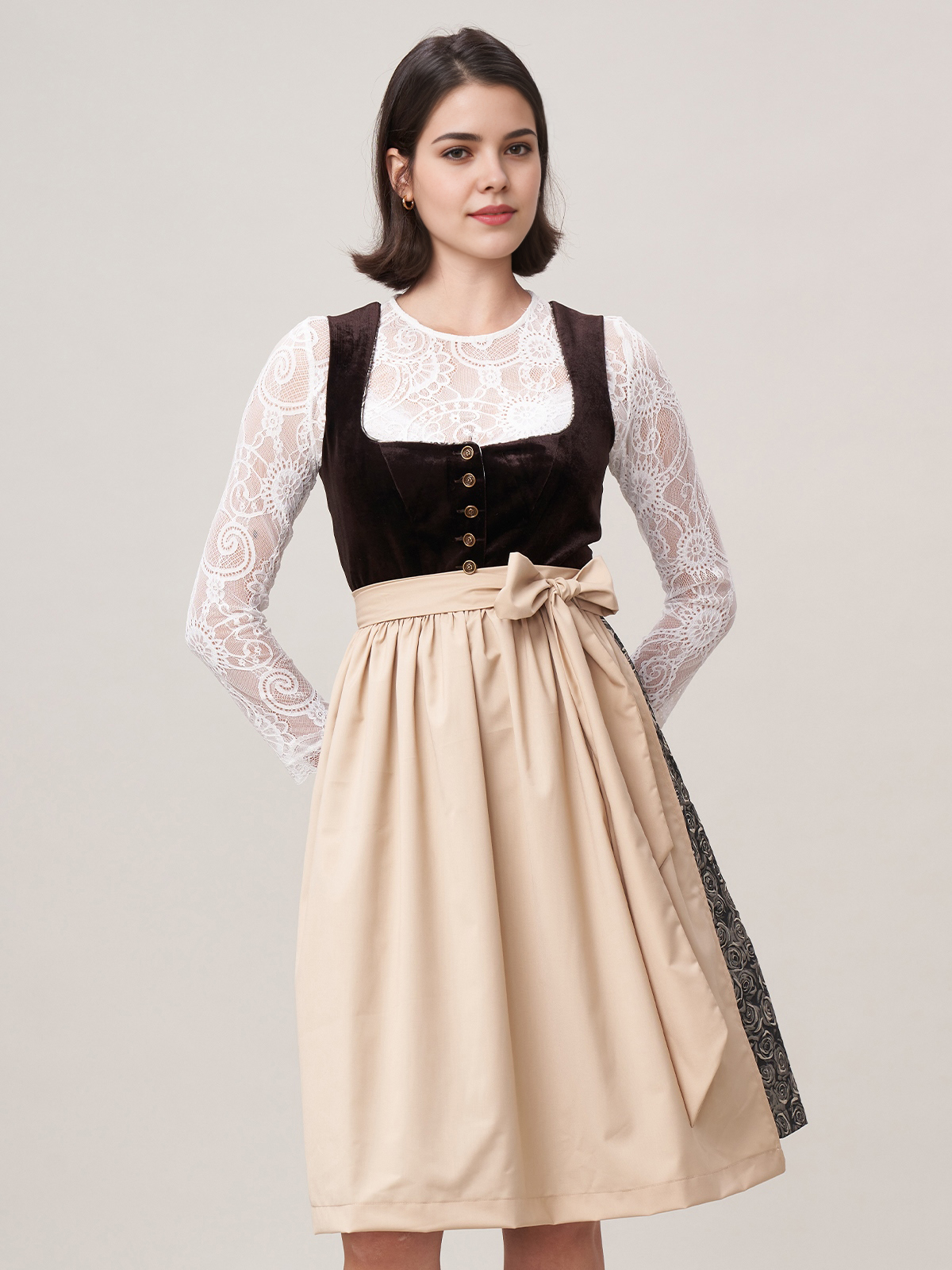 Elegantes braunes Dirndl mit schlichtem Design
