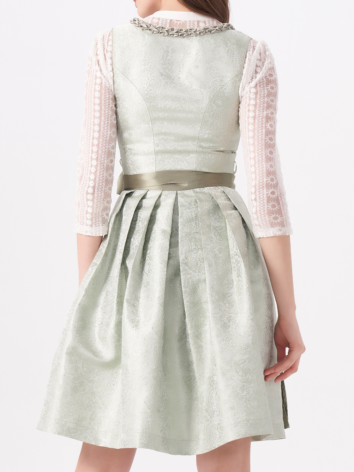 Dunkelrotes Dirndl mit floralen Details